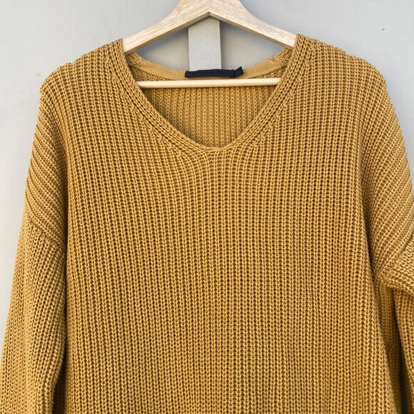 Jenni Kayne Fisherman Organic Cotton Blend Sweater Mustard Yellow - Picture 2 of 14